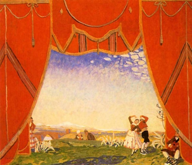 Сочинение по картине: Головин - "Эскиз декорации балета Арагонская хота на музыку М. И. Глинки"